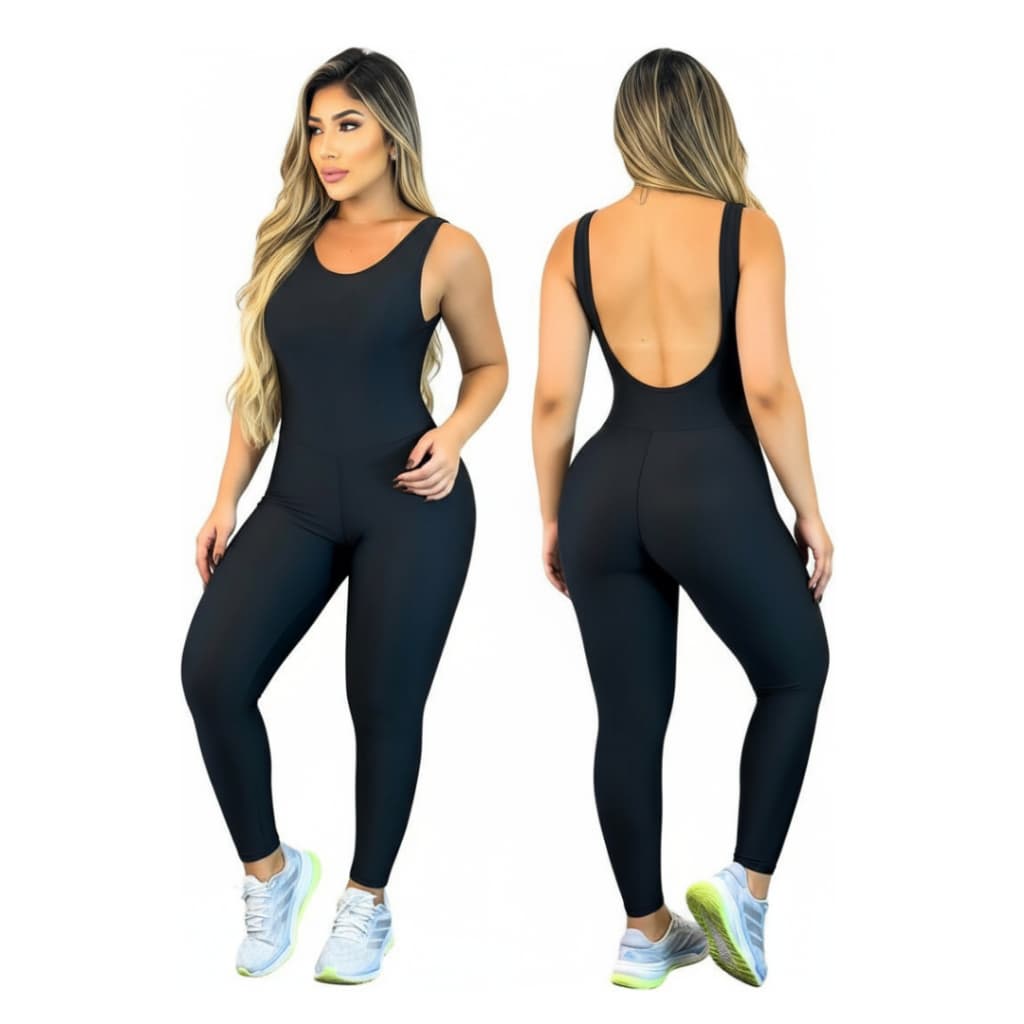 Macacão Feminino Longo Fitness Legging Academia Macacão Esportivo Liso