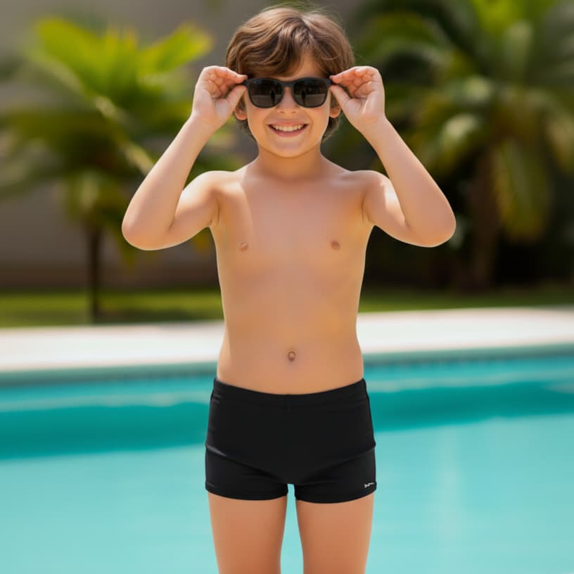 Sunga Boxer Infantil Juvenil Natação Menino Kids Box Banho Criança Bebê Praia Piscina Logo Estampada