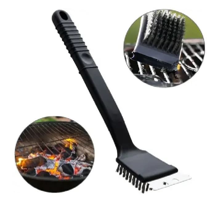 ESCOVA GRELHA ACO CABO LONGO RESISTENTE