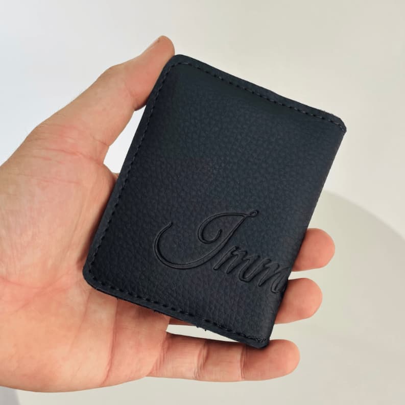 Carteira Porta Cartão Pequena Immateriale Couro Ecológico Frequênciada