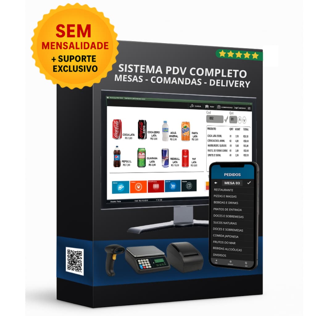 Sistema de vendas pdv para pizzarias restaurantes bares lanchonetes e Gestão De Estoque
