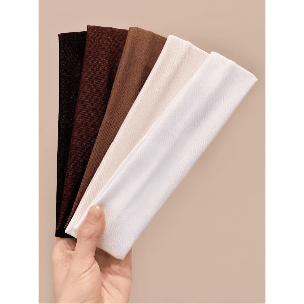 4 Faixas Larga de Cabelo Penteados e Esportes: Branco, Preto, Marrom Claro e Marrom Escuro