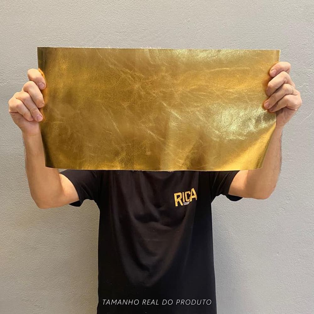 Placa de Couro Genuíno Tipo Cristal - Retalho 25x50cm – Painel com Acabamento Espelhado Alto Brilho Confecção Artesanato