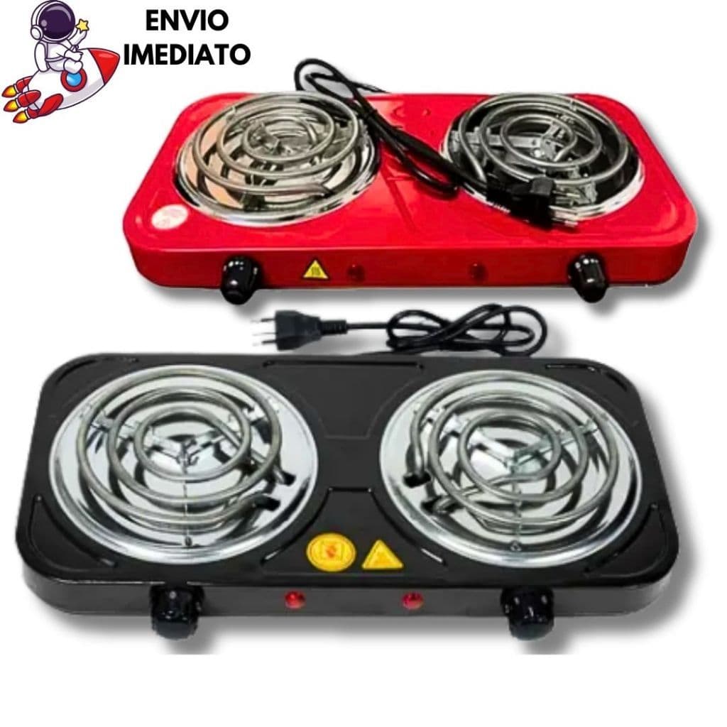 Fogão Fogareiro Elétrico Portátil Cooktop Camping 2 Bocas 2000W 110V/220V IMP