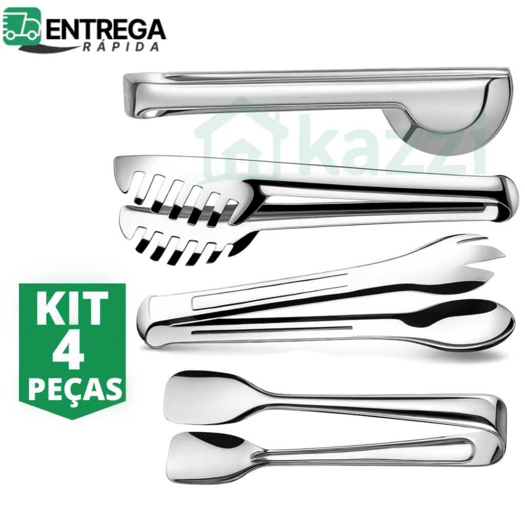 Kit 4 Pegador de Massa 20cm Pegador de Salada 20cm Pegador Universal 20cm Pegador de Frios 18cm Inox