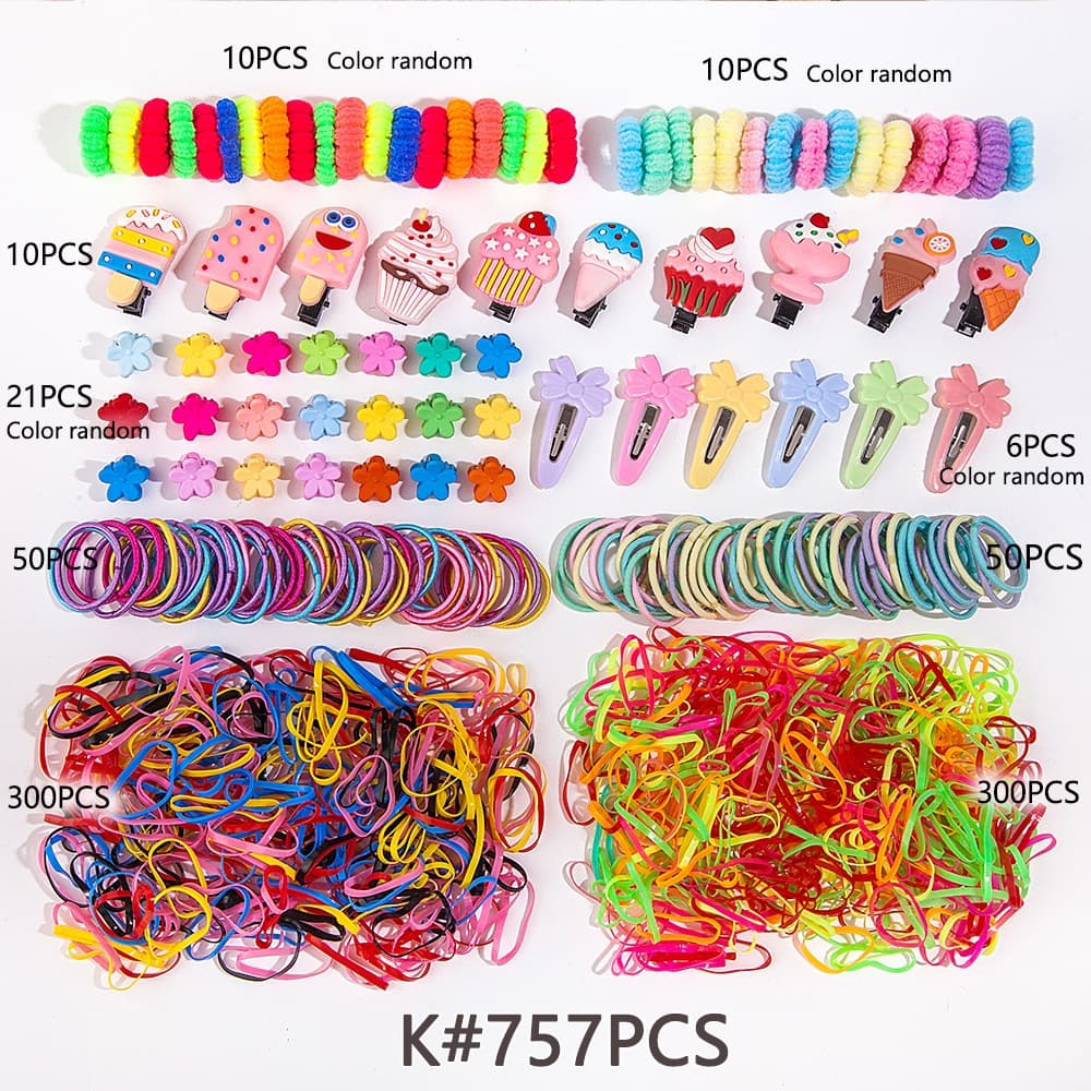 Kit 757 ou 786 Peças Acessórios para Cabelo Infantil Menina 👧🏼 Presilhas, Laços e Elásticos Coloridos | Kit Penteado