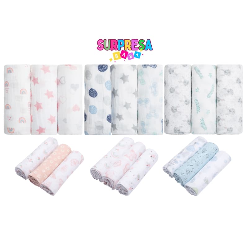 Cueiro Swaddle Papi Soft Estampado 80Cm X 80Cm Contem 03 Un 1546