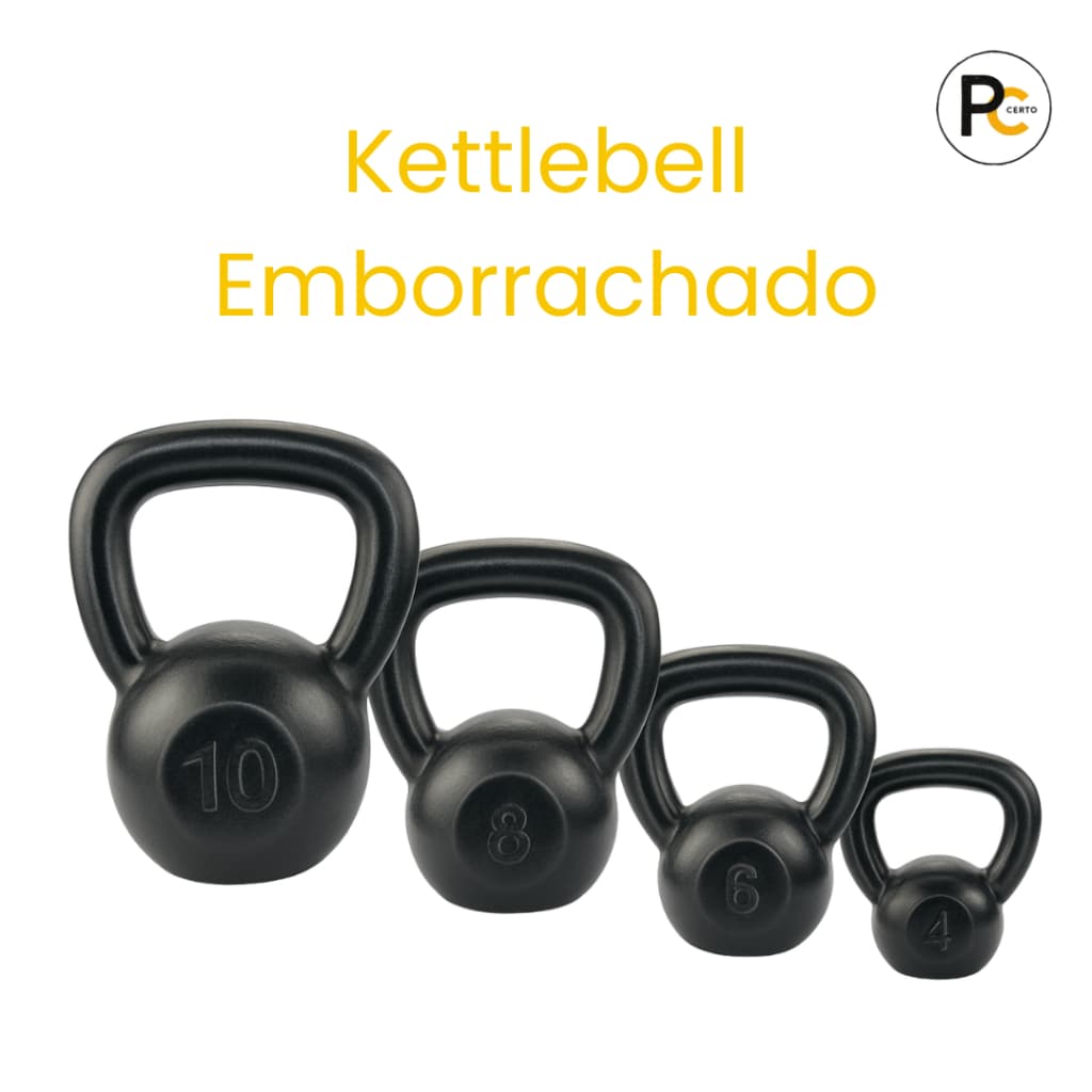 Kettlebell Emborrachado 4,6,8,10kg Academia Musculação Crossfit Treino Casa Peso Fisioterapia