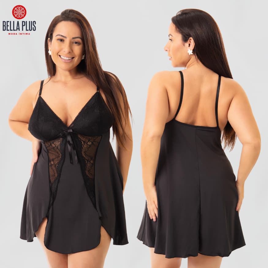 Camisola Feminina Plus Size Pijama Renda Feminino Noite Conforto Lingerie