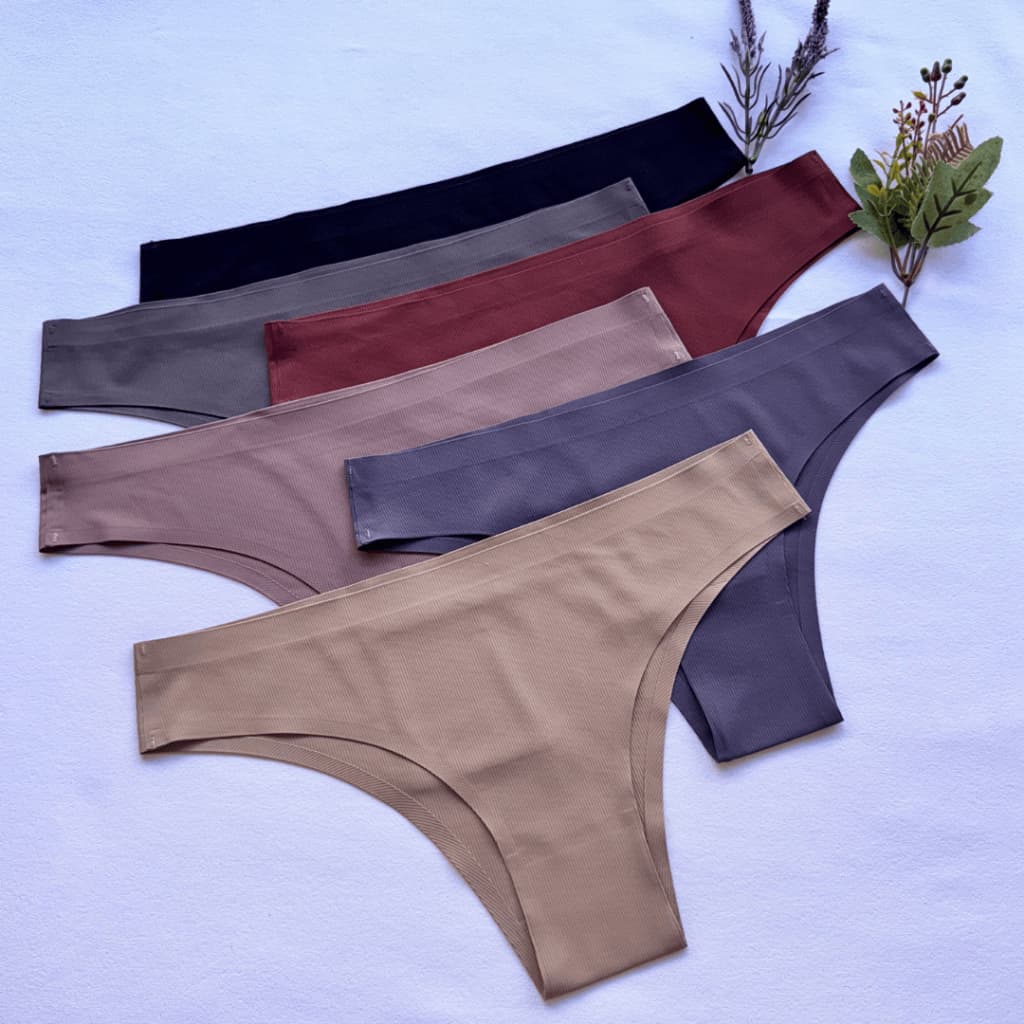 Kit Calcinhas Canelada Corte a Laser Sem Costura Conforto Poliamida Lingerie Importada Tanga