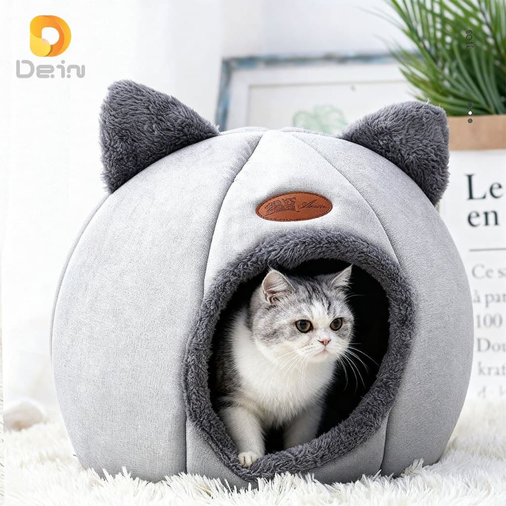 TamanhoXL Cama De Gato Caverna Lavável Inverno Para Gatinho Filhote De Cachorro Cesta Tapete Do Casa