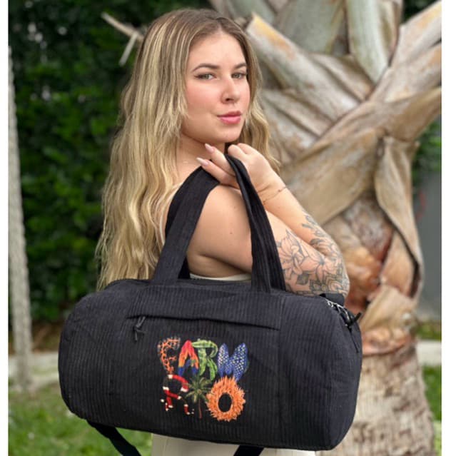 Mala feminina de viagem mão em veludo cotelê alça ajustável grande capacidade ombro esportiva