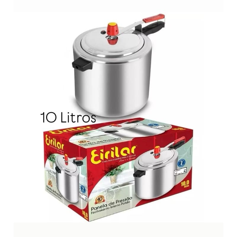 Panela de Pressão Eirilar 10 Litros Alumínio Polido – Fechamento Interno Seguro e Resistência Garantida