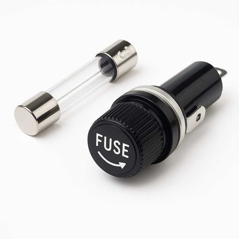 2 - KIT PORTA FUSÍVEL + FUSÍVEL 6x30mm 10A ROSCA PRETO