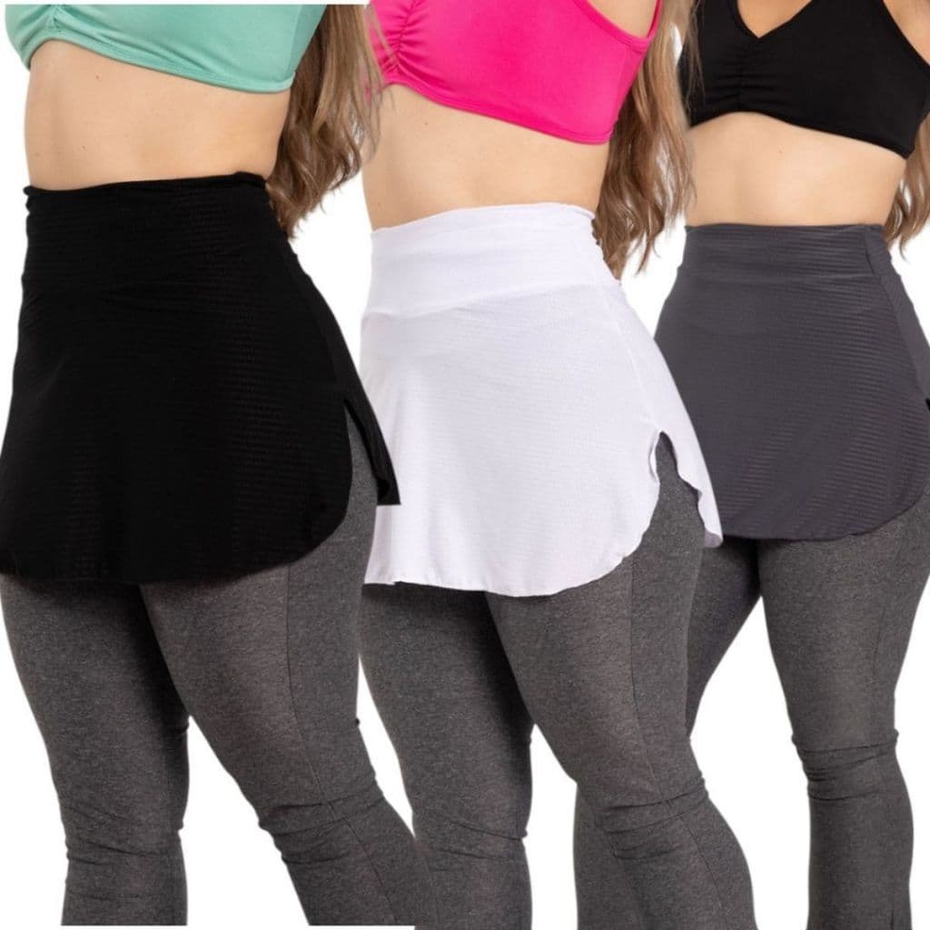 Kit 3 Saia Tapa Bumbum para Ginástica Estiloso Cardio Treino Corrida