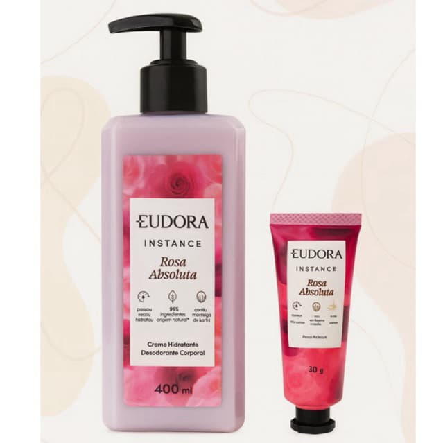 Kit Eudora Instance Rosa Absoluta - Hidratante corporal 400ml + Hidratante para mãos 30g