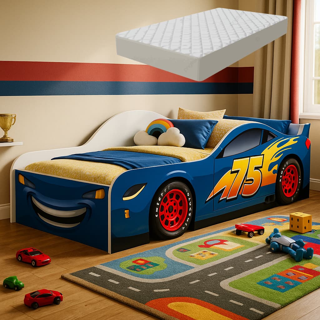 Cama Infantil Cama Carro McQueen com Colchão Para Quanrto Juvenil Feito em MDF Resistente