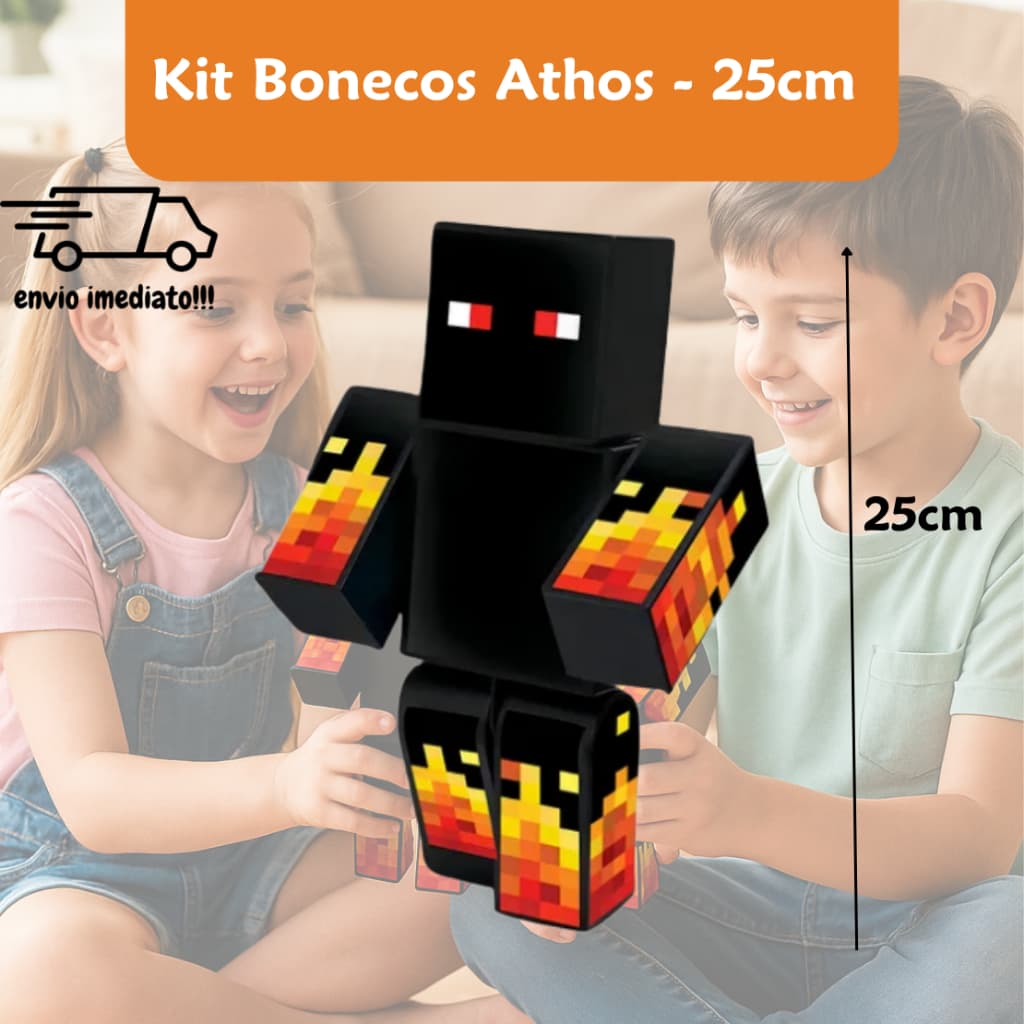 Boneco Athos Original 25cm Minecraft Gamer Skins Articulado
