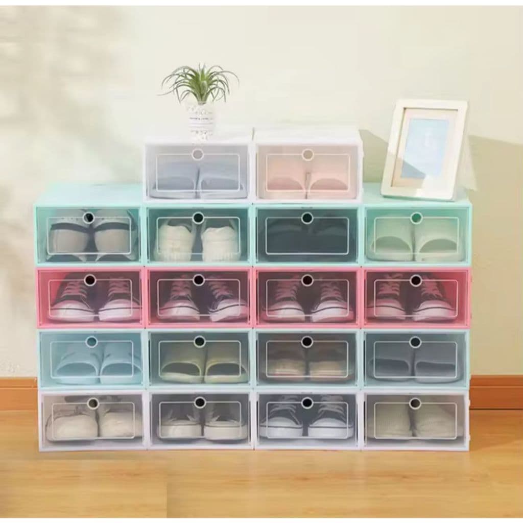 Unidade Caixa Organizadora Para Sapatos Tênis Empilhável Tampa flip