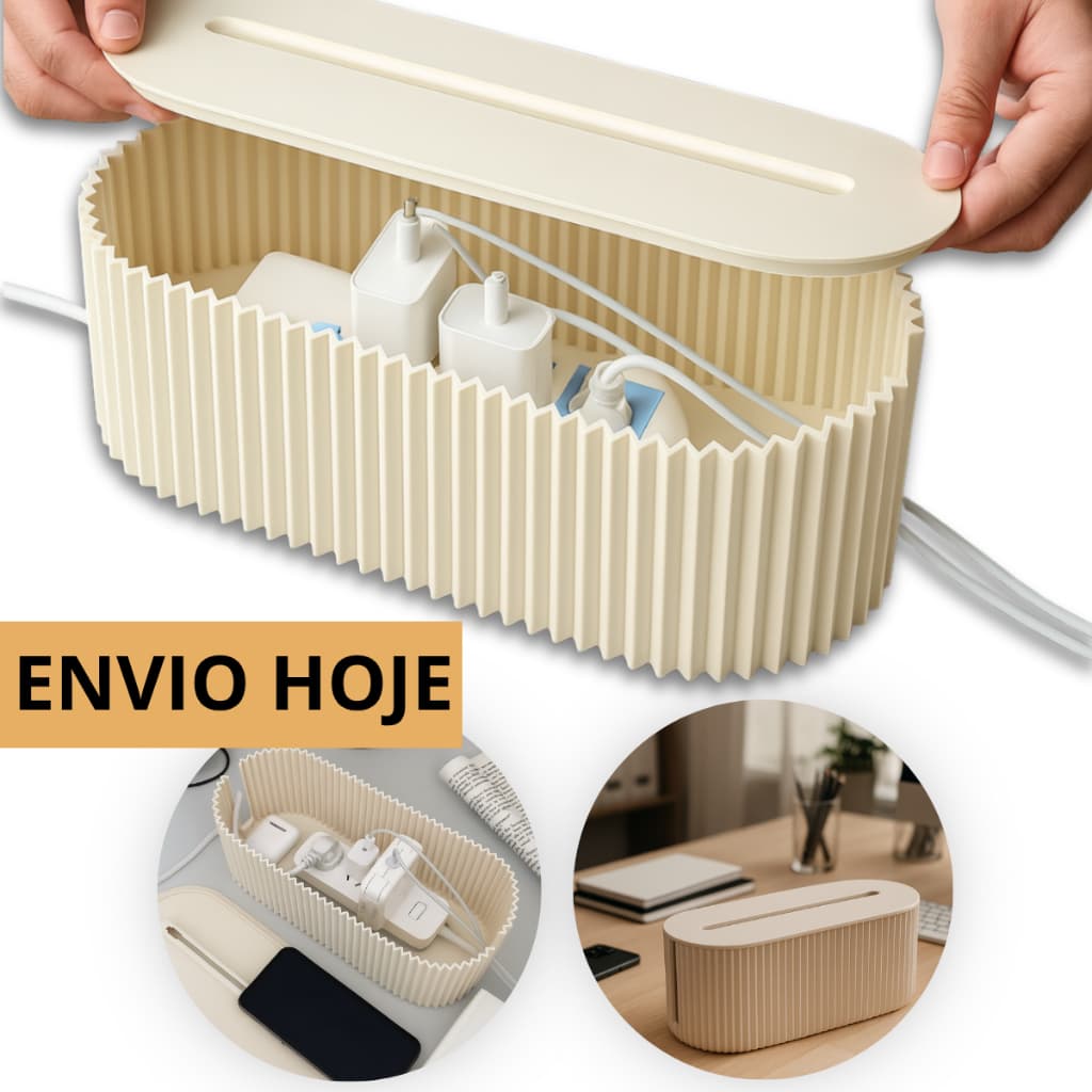 Caixa Organizadora Protetora De Fios Cabos Armazenamento De Tomadas Extensão Fontes Para Mesa