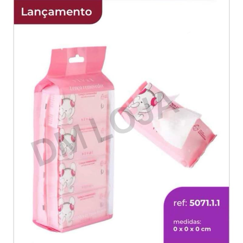 Kit Lenço removedor de maquiagem PCt com 8 lenços Vivai 5071.1.1