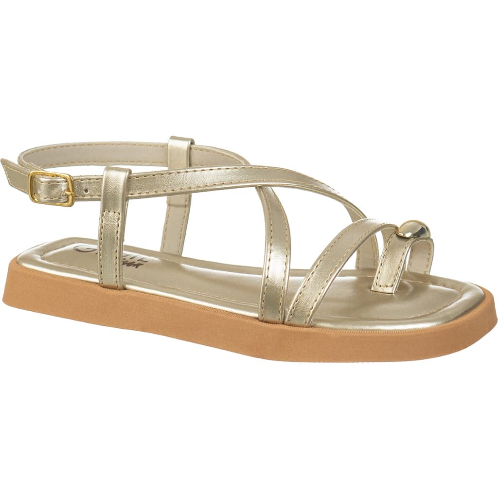 Sandália Feminina Infantil GiGiL Teen Rasteira Flatform Tiras Cruzadas Ring Toe Casual Clássica Moda