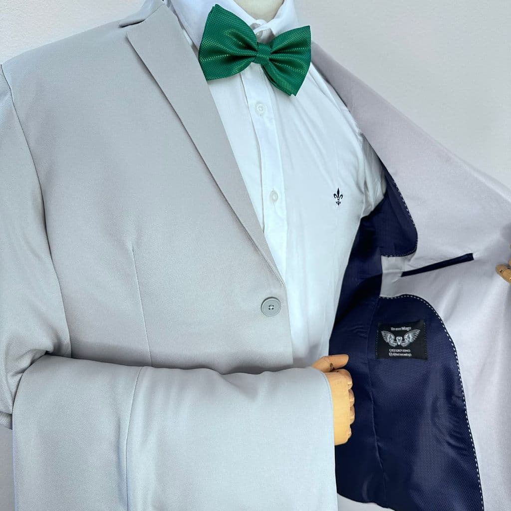 Terno Slim Completo Paletó e Calça Cinza Claro Premium