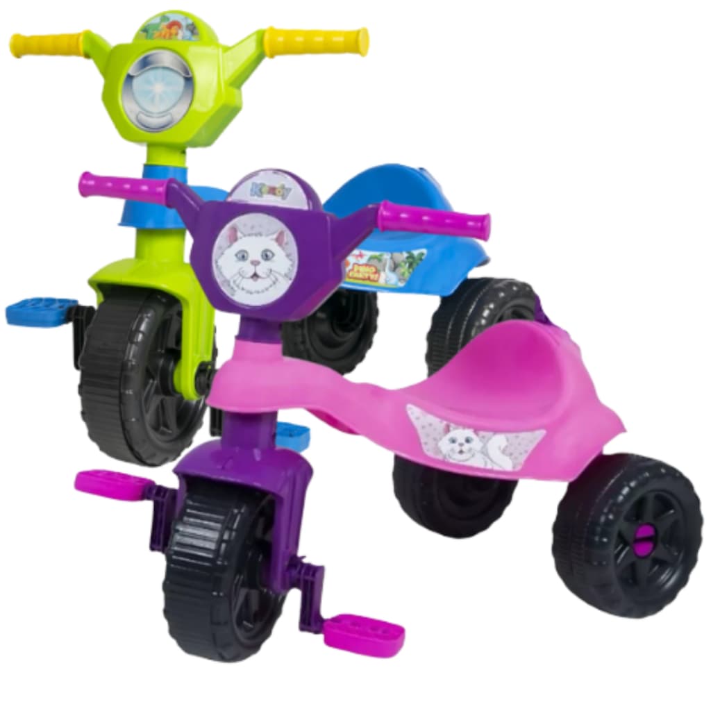 Kemotoca Velotrol Triciclo infantil - Dino e Gatinho - Menino e Menina Brinquedo certificado inmetro