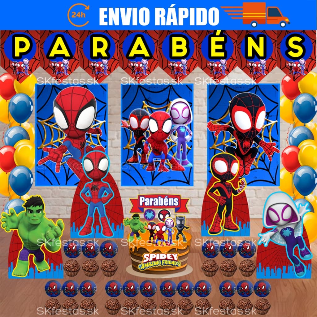 Kit Festa - Spidey e Seus Amigos Espetaculares - Aniversário - Festa - Mêsversário