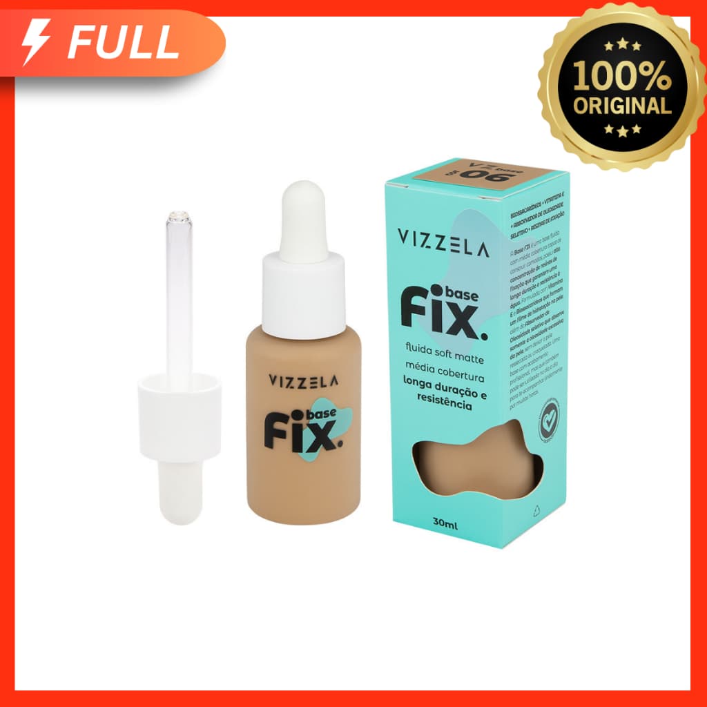 Base Líquida Fix - Vizzela 30ml - 100% Original Todas as Cores