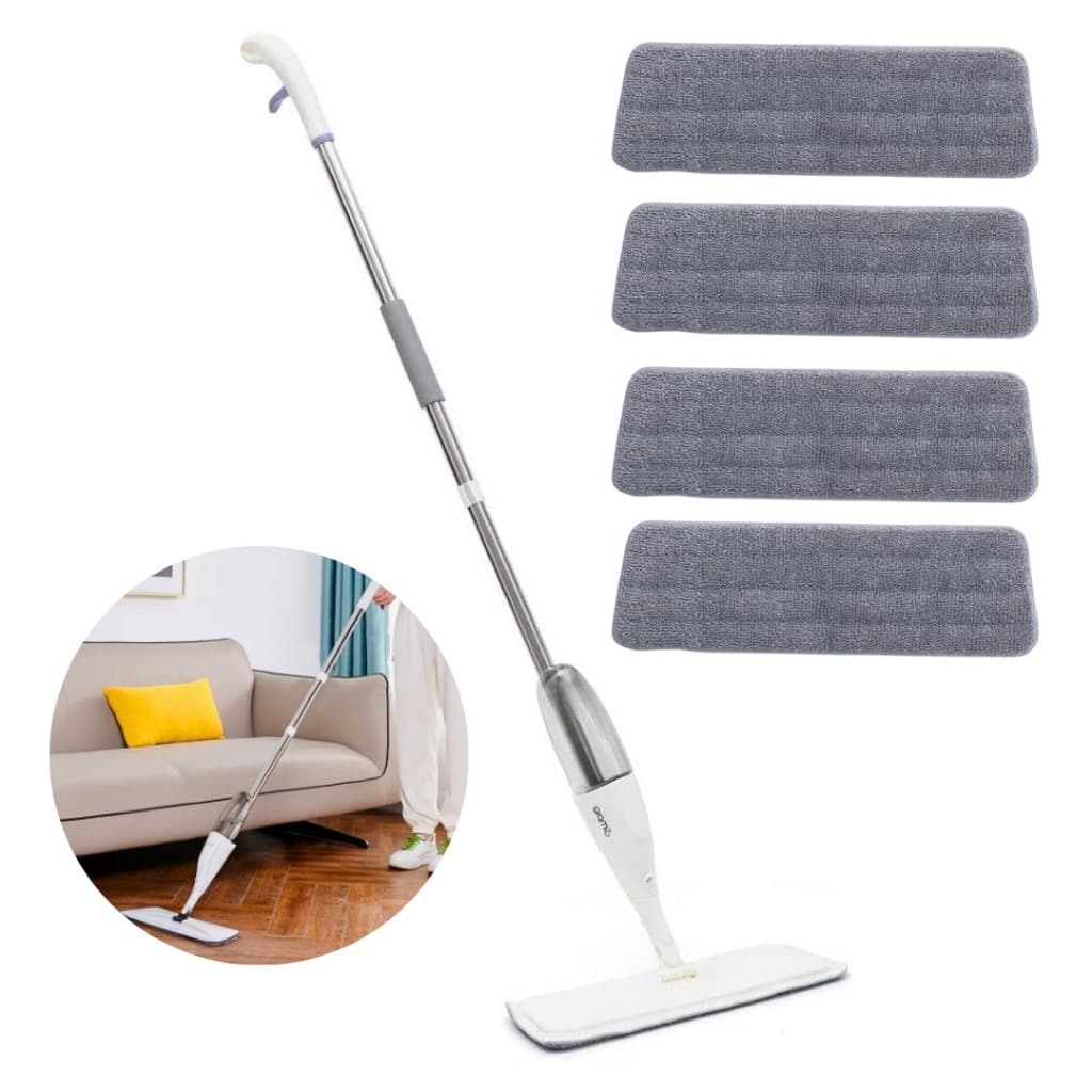 Mop Spray Giratório Limpeza Flash Mágico Rodo Esfregão Com Reservatório + 4 Refil Extra