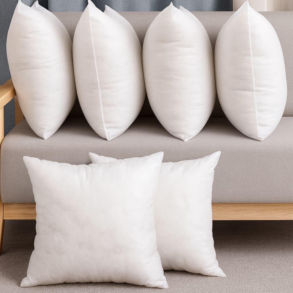 Kit 04 Refil Almofada 50x50 Enchimento Fibra Siliconada Virgem TNT Antialergico Macio