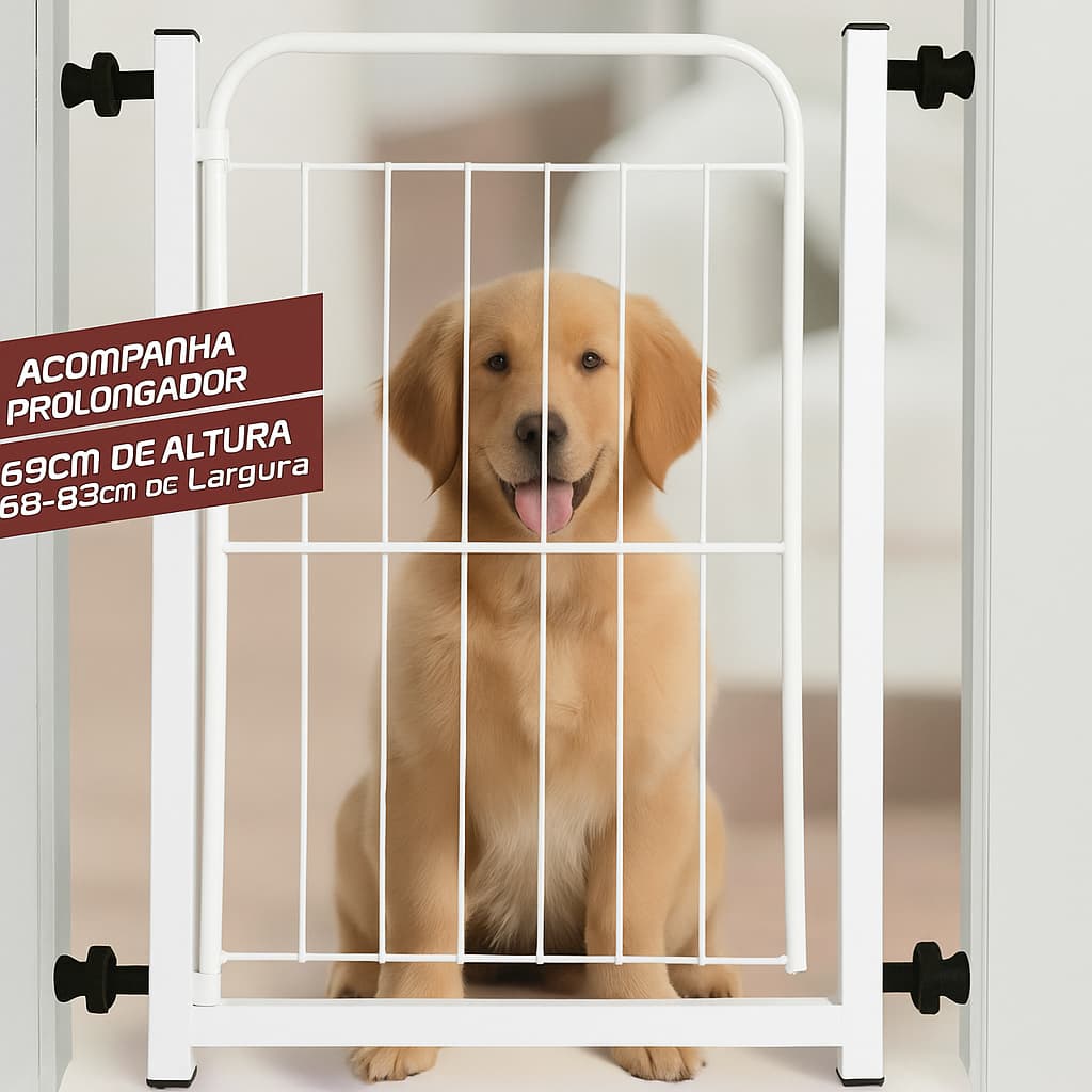 Portão de Segurança em Grade Aramada com Extensor – Ideal para Crianças, Bebês e Pets