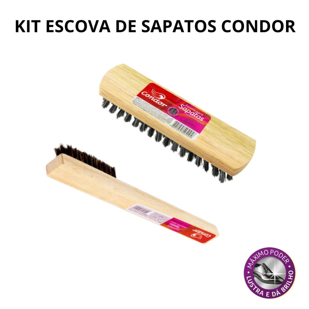 Kit 2 Escovas De Sapato Para Aplicar Lustrar Engraxar Macia Condor Cuidadado e Limpeza