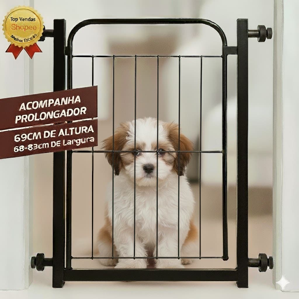 Portão Pet Grade Aramado de Proteção Para Cães Portão para Bebes Segurança Para Crianças Com Extensor de 10cm