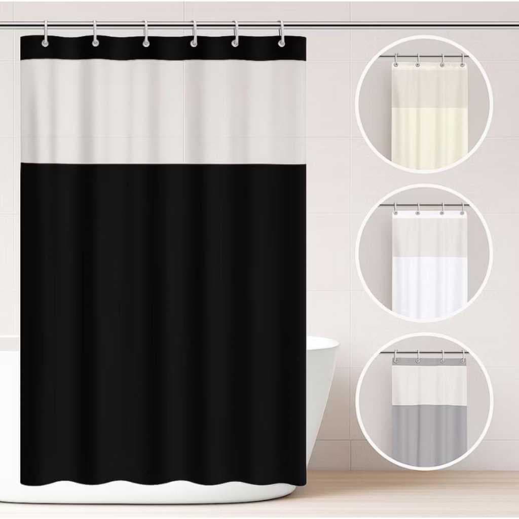 Cortina de Box em PVC Reforçado para Banheiro | Com ou Sem Visor Transparente | Antimofo e resistente