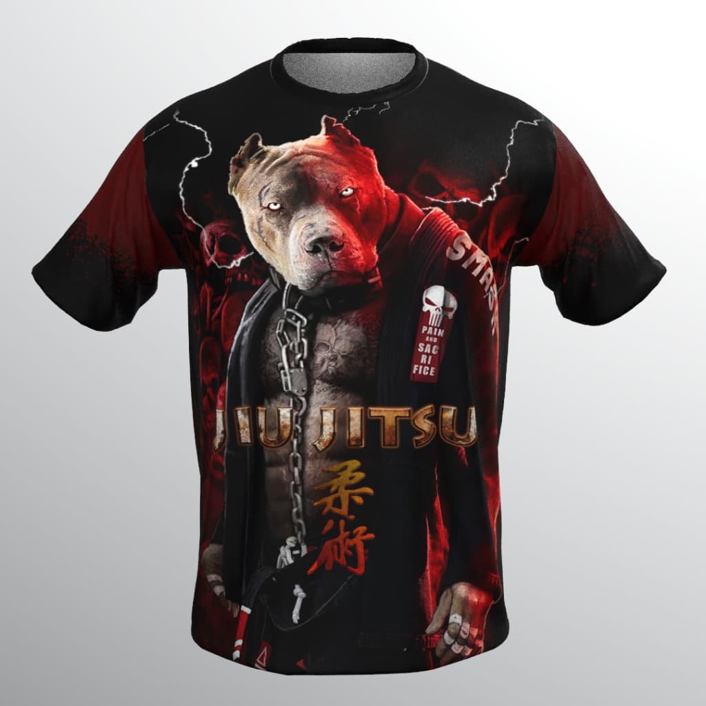 Camisa de Jiu Jitsu Pitbull Masculina Treino Academia Dry Fit Esportiva Anti Suor Resistente