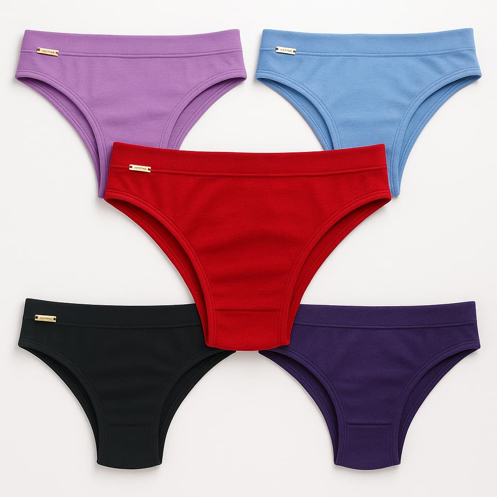 Kit 5 Calcinhas Mirela em Algodão Elástico Reforçado e Ótima Sustentação