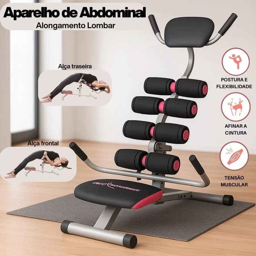 Aparelho de Abdominal Alongamento Lombar Perder Barriga Academia em Casa Multifuncional