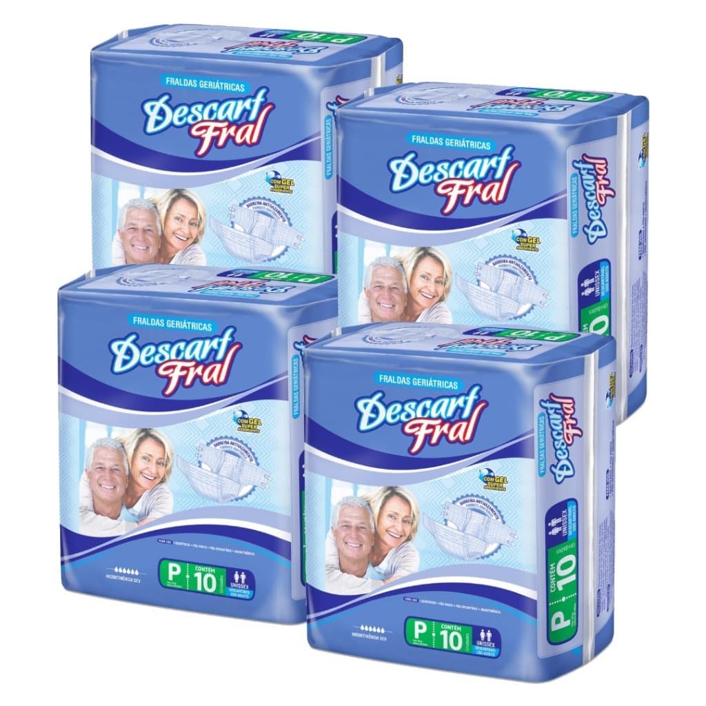 Fralda Geriátrica Descart Fral Mini - Kit com 4 Pacotes.