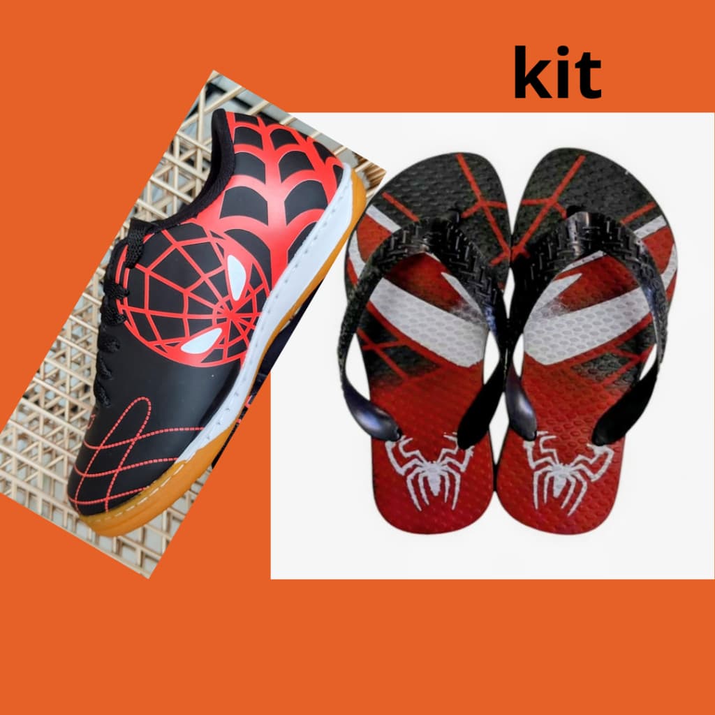 KIT CHUTEIRA FUTSAL E CHINELO INFANTIL, ESCOLA,PASSEIO ,FUTEBOL,CORRIDA LAZER