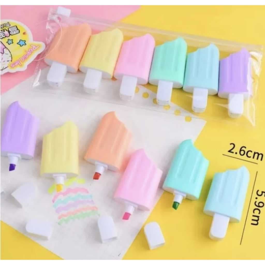 HYQ1719 Kit com 6 canetas mini marca texto