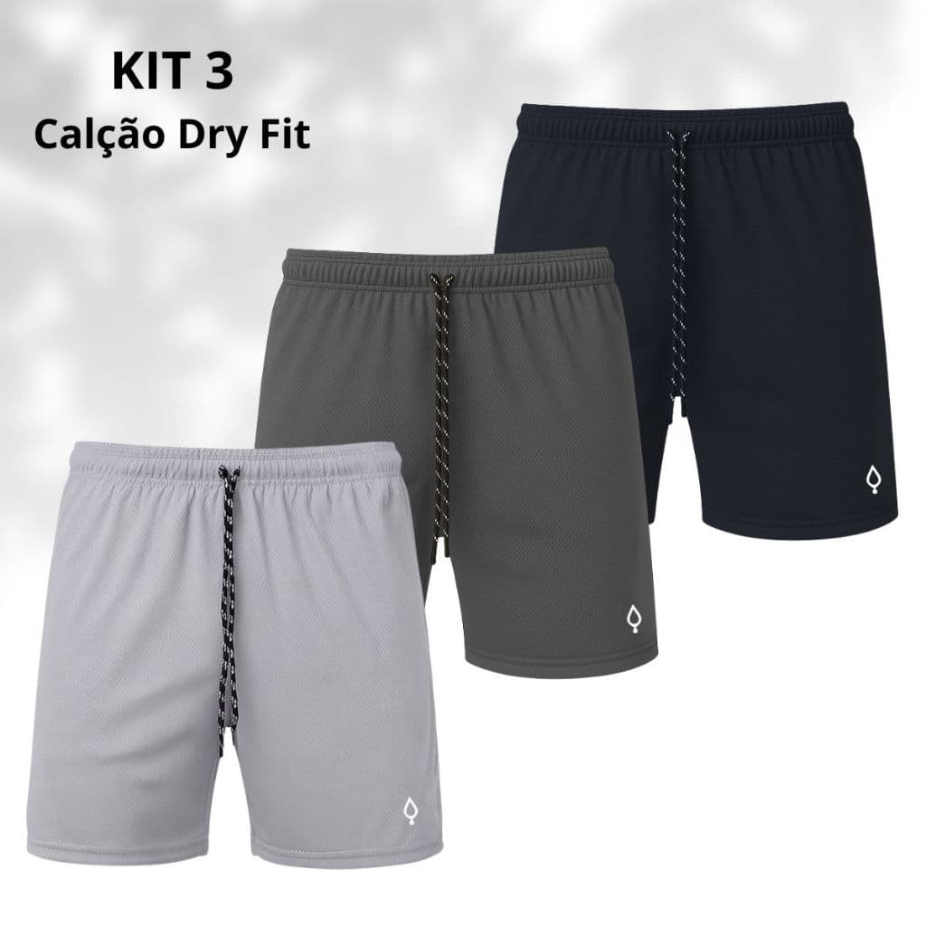 KIT 3 Calção Bermuda Dry Futebol academia caminhada com bolso interno02