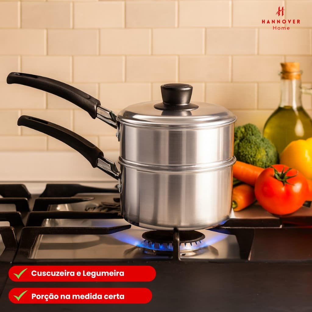 Cuscuzeira E Legumeira 2 Em 1 Cozimento A Vapor Individual