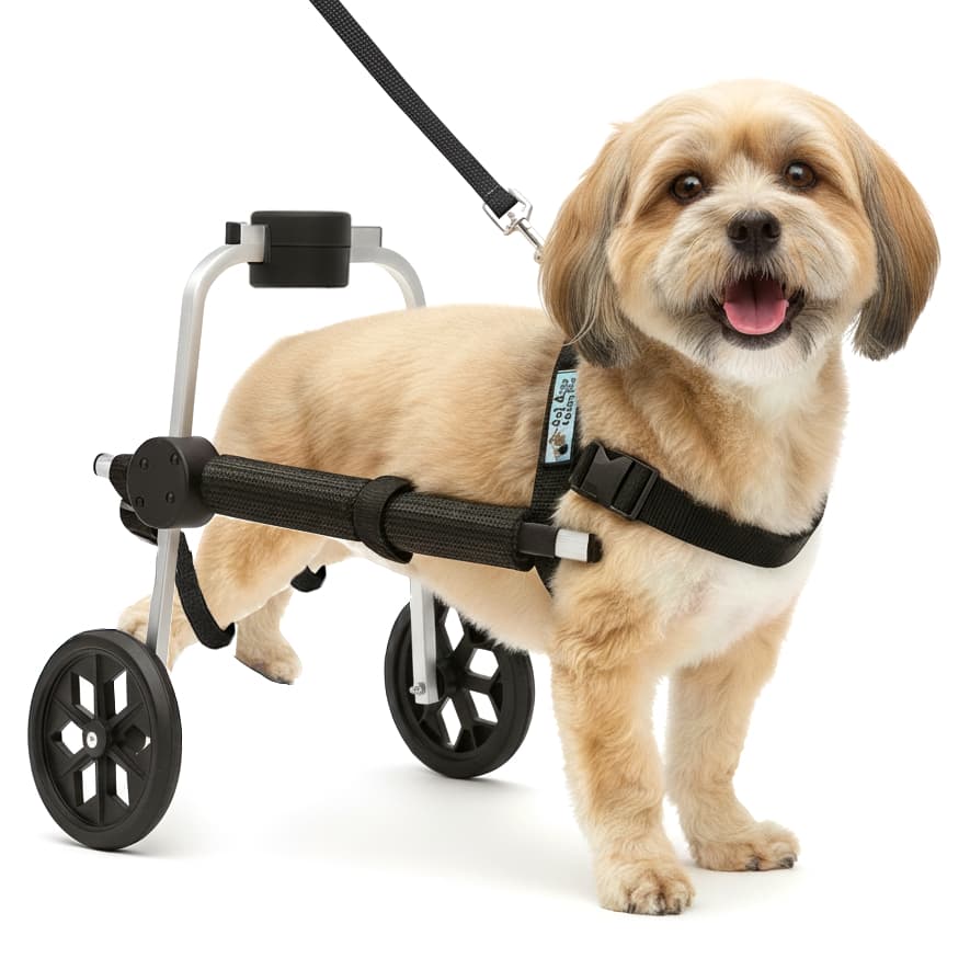 Cadeira De 2 Rodas Cão Cachorro Pequeno Tam P Pata Traseira Preto Regulável Coleira Pet Best Soluções