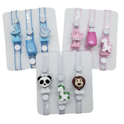 Kit com 3 Prendedor de Chupeta de Bebê de Silicone - ENFEITES SORTIDOS
