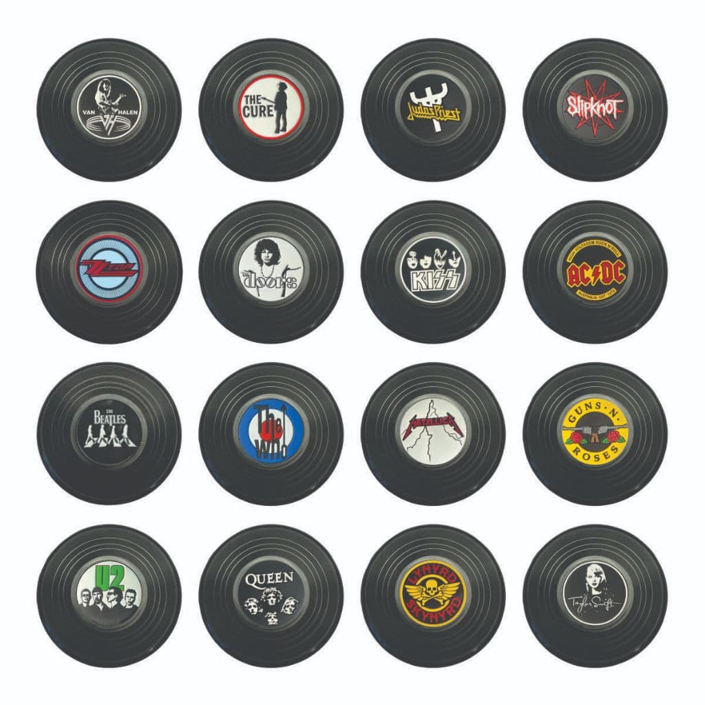 Porta Copos Disco Vinil Emborrachados Bandas de Rock Bolacha Lavável  Flexível Retrô