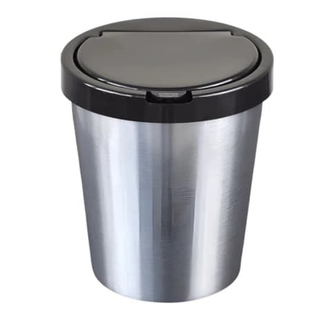 Lixeira/Cesto Tipo Inox Com Tampa Click - 10 Litros Prata Banheiro - Para Cozinha ,Quarto, Escritório e Banheiro - TOY