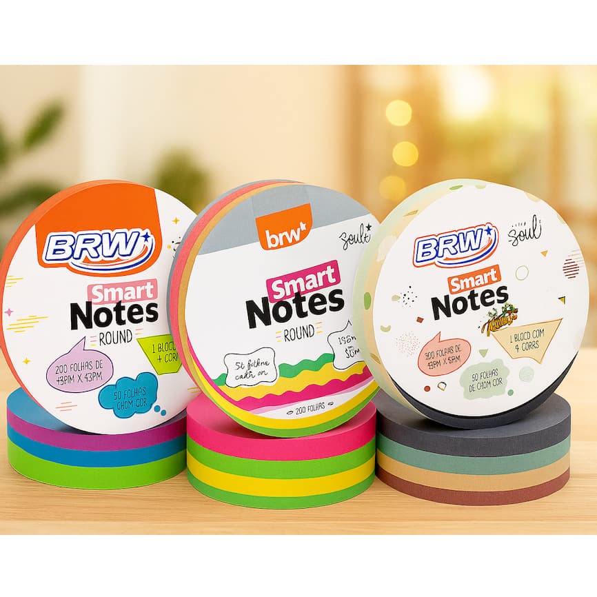 BLOCO SMART NOTES ROUND 45X45MM -200FLS - 1BLOCO