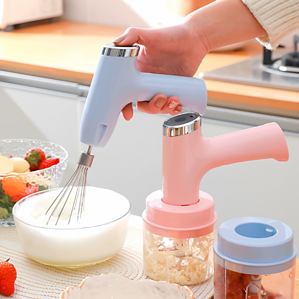 Mini Batedeira Portátil Sem Fio/Batedor Elétrico De Ovo E Multiprocessador Alimentos Multicolor